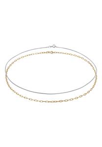 Elli Dames Choker Set Slangenketting Link Collier Bi-Color Trend Basic in 925 Sterling Zilver Gold Plated Kleurrijk