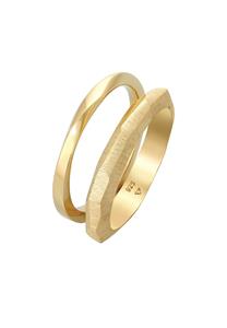 Elli PREMIUM Damesring Duo Basis Gedraaide Structuur Trend in 925 Sterling Zilver Goud