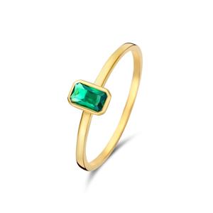 Isabel Bernard Ring  Baguette Olivia groen - 14 karaat goud