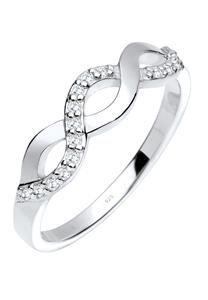 Elli dames knoop golven oneindigheid met zirconia steentjes in 925 sterling zilver Wit