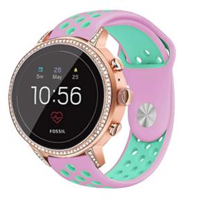 Strap-it Fossil Gen 5e 42mm sport bandje roze/aqua