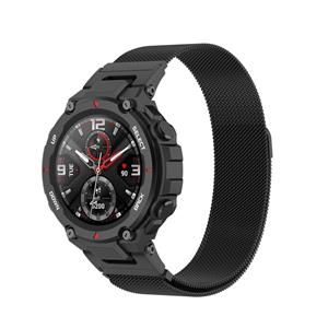 Strap-it Amazfit T-Rex (Pro) Milanese band (zwart)