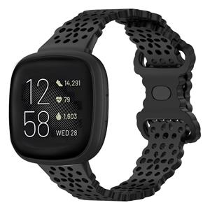 Strap-it Fitbit Versa 3 siliconen bandje met patroon (zwart)