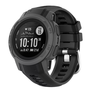 Strap-it Garmin Instinct 2s siliconen bandje (zwart)