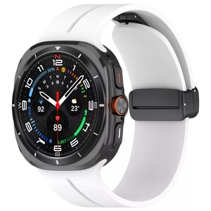 Strap-it Samsung Galaxy Watch Ultra sport band met D-buckle (wit)