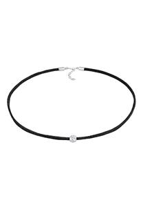 Elli Dames Choker Kraal Trend met kunstleer in 925 Sterling Zilver