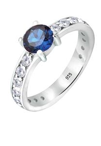 Elli Dames Solitaire Saffier Blauw met Zirkonia Kristallen in 925 Sterling Zilver Blauw