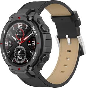 Strap-it Amazfit T-Rex (Pro) leren bandje (zwart)