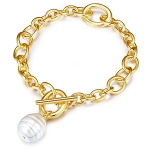 Lulu & Jane Parel armband Metaal Schelpparels in Geelgoud