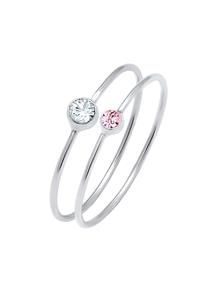 Elli Dames Set Elegant Basis met Kristallen in 925 Sterling Zilver Roze