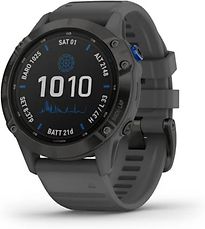 Garmin Fenix 6 47 mm zwart met een grijze siliconen polsband [Pro Solar Edition] - refurbished