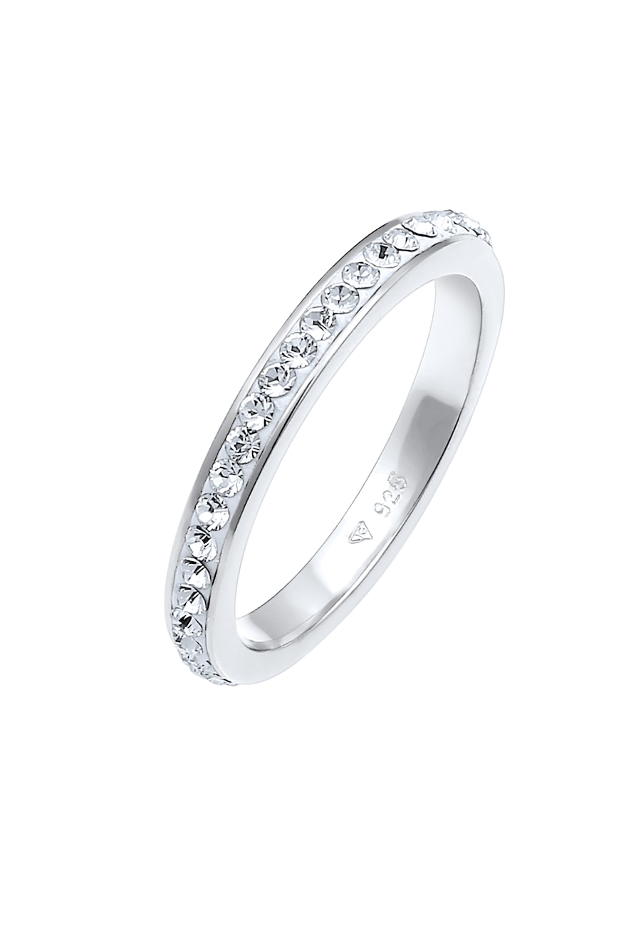 Elli Dames Bandring Sprankelend Elegant met kristallen in verguld 925 Sterling Zilver Wit