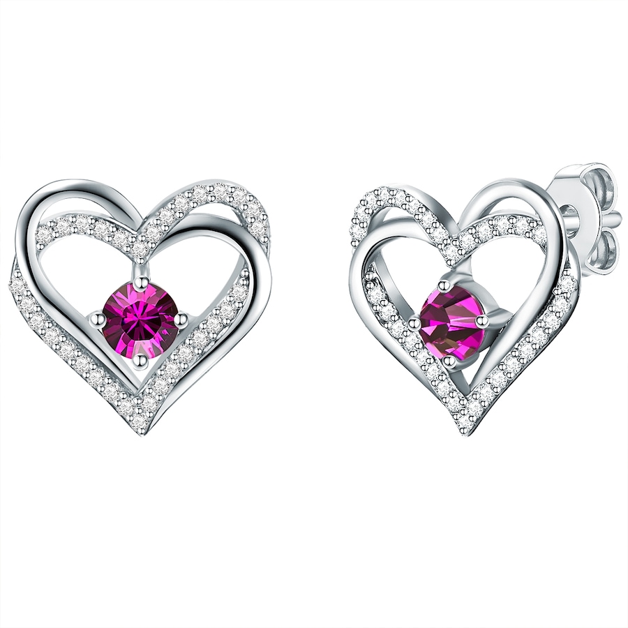 Rafaela Donata Stud earring with Swarovski crystals Hart Sterling zilver Embellished with Swarovski crystals in Zilver