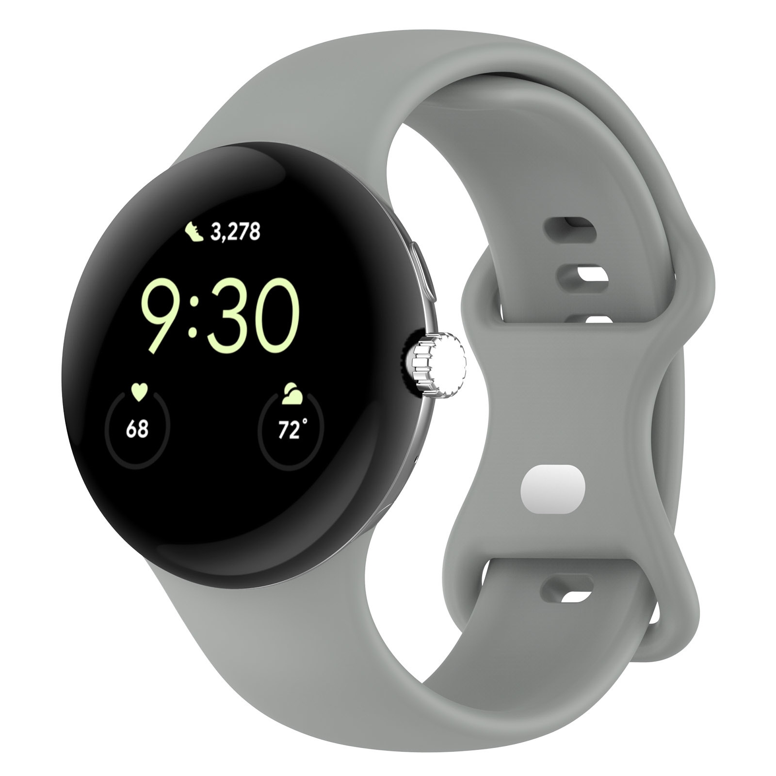 Strap-it Google Pixel Watch 1/2 Classic siliconen bandje (grijs)