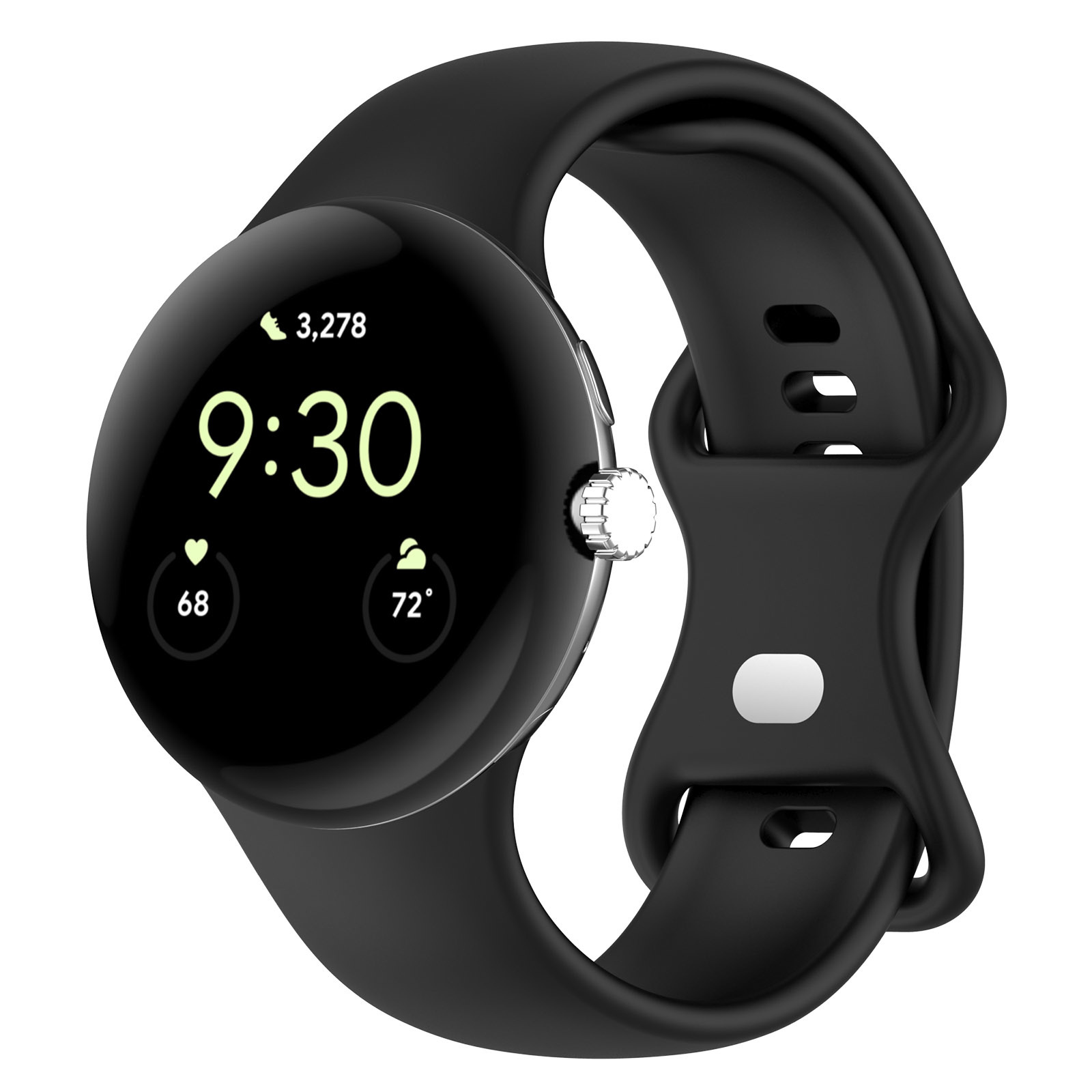 Strap-it Google Pixel Watch 1/2 Classic siliconen bandje (zwart)