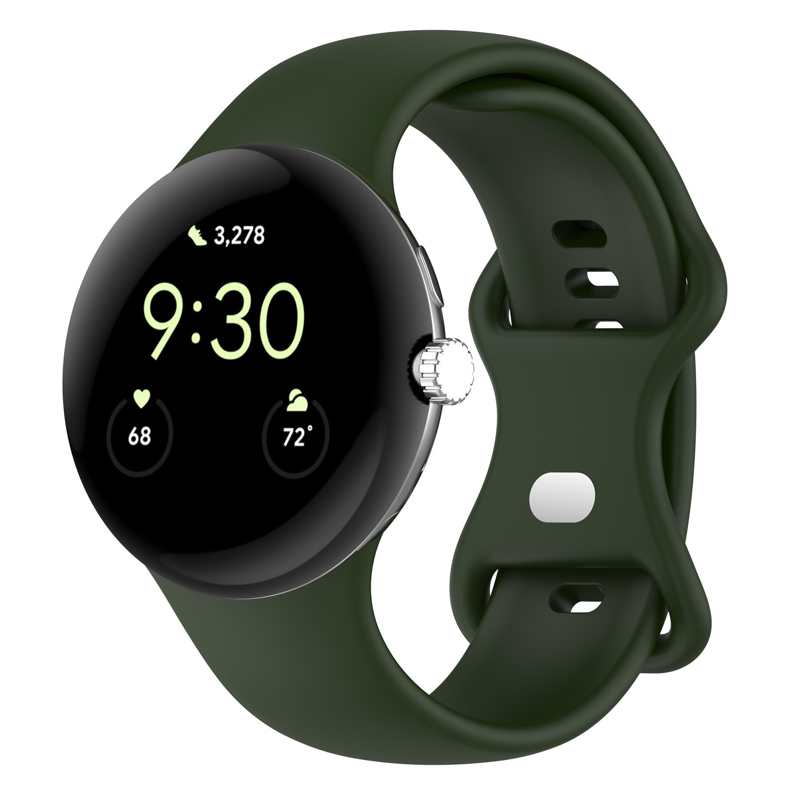 Strap-it Google Pixel Watch 1/2 Classic siliconen bandje (donkergroen)