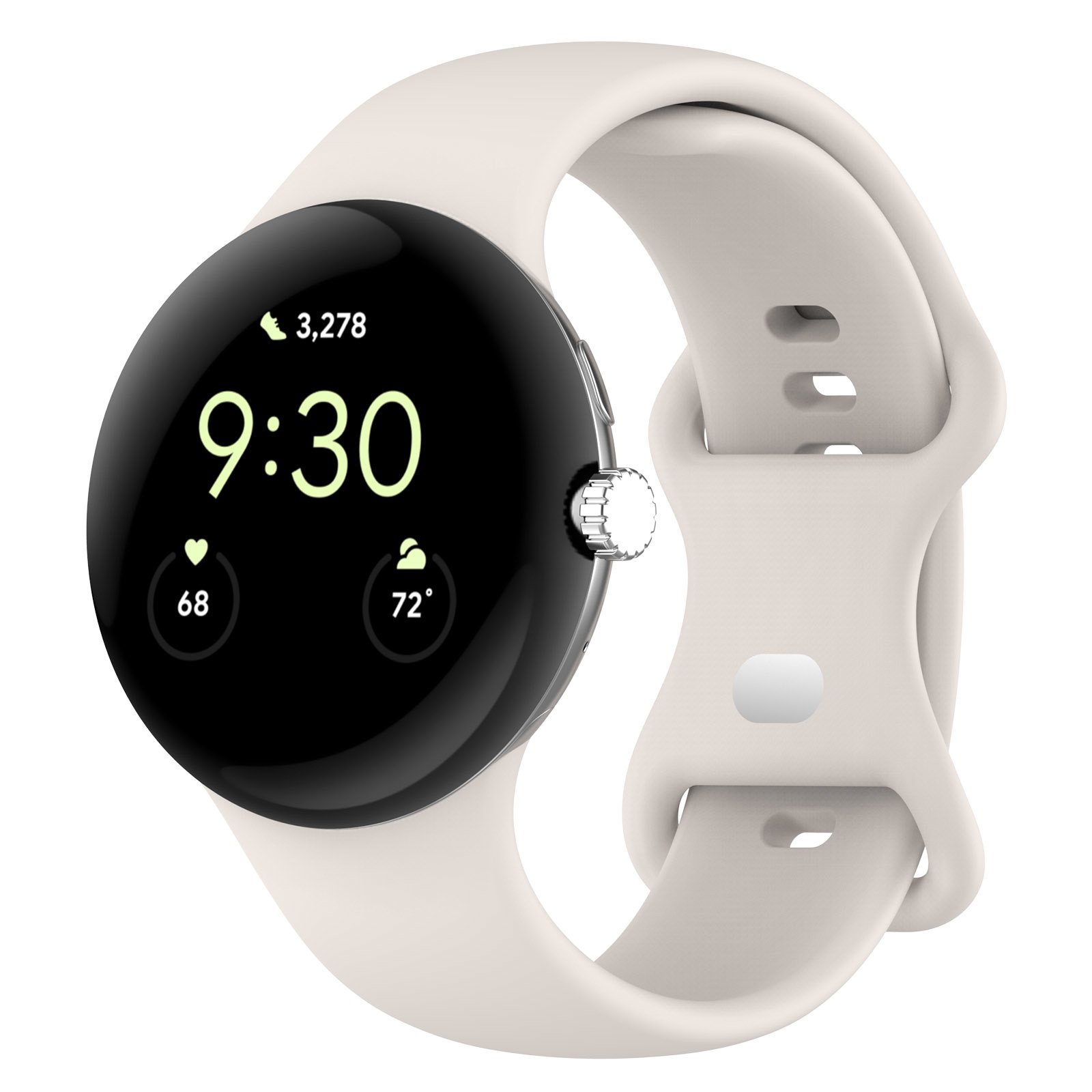 Strap-it Google Pixel Watch 1/2 Classic siliconen bandje (zand wit)