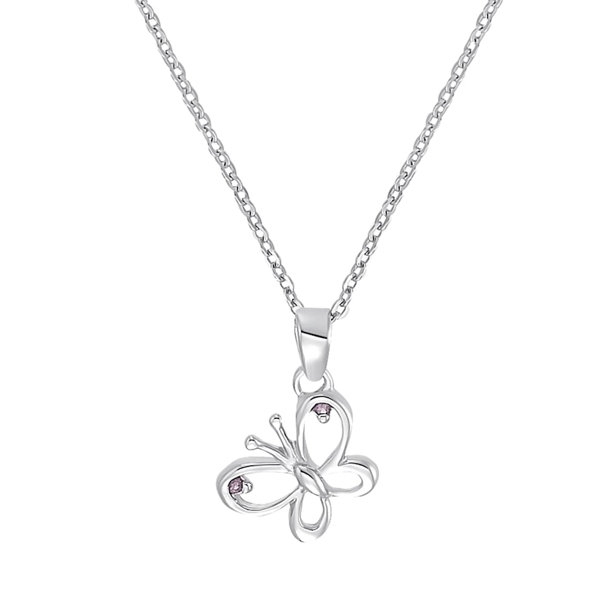 Amor Ketting met hanger voor meisjes, 925 Sterling zilver, zirkonia synth. | vlinder