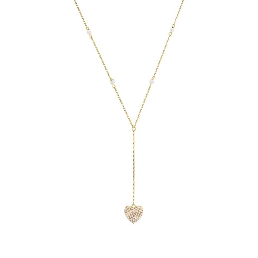 Amor Ketting met hanger voor dames, 925 sterling zilver, glaskraal | hartje