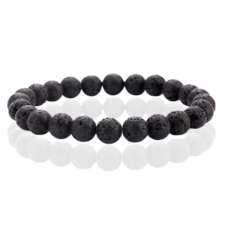 Memphis Natuursteen Armband met 8mm Kralen  - Lava