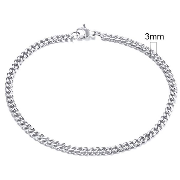 LGT JWLS Stalen heren armband  Gourmet schakel Zilverkleurig 3mm-21cm