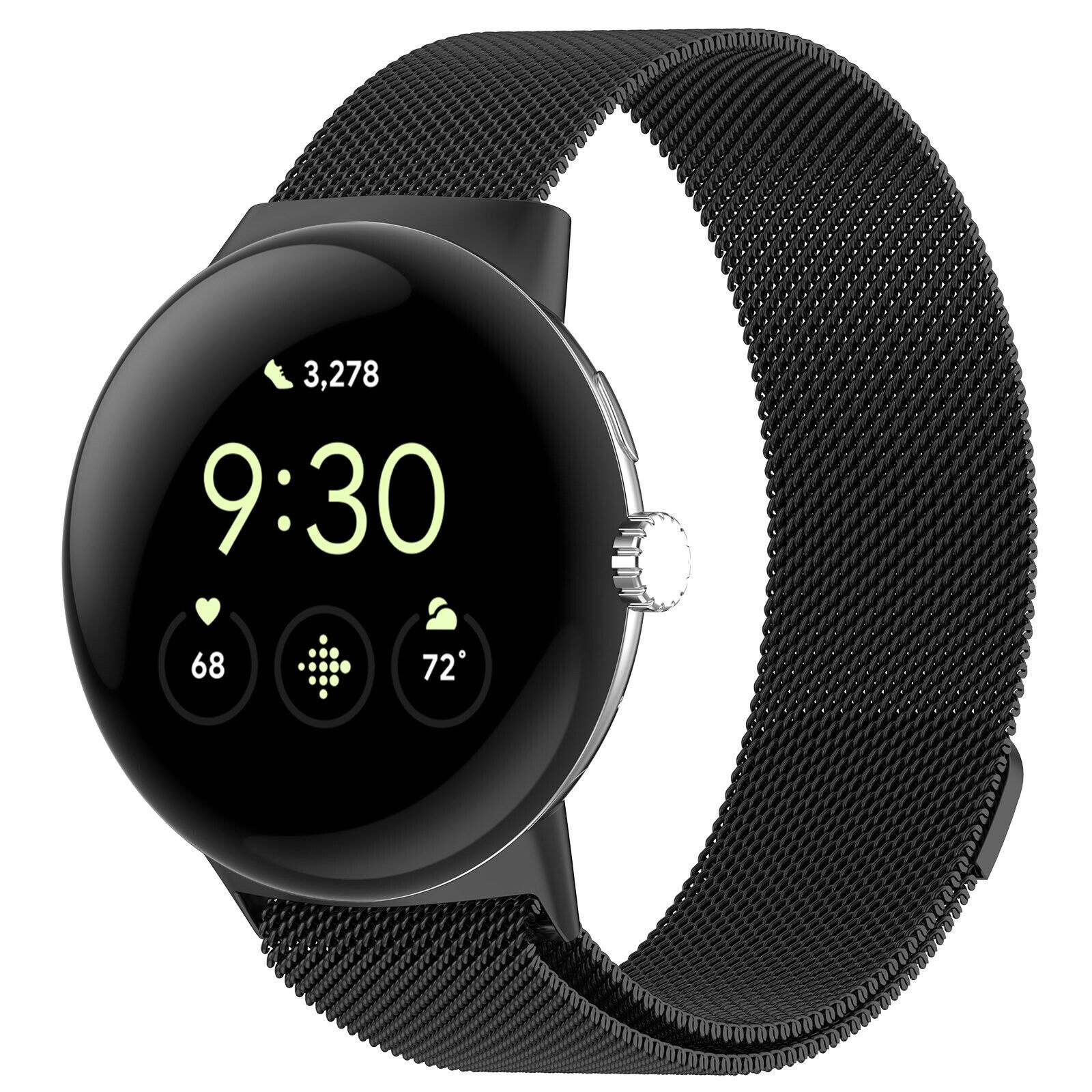 Strap-it Google Pixel Watch 3 - 45mm Milanese band (zwart)