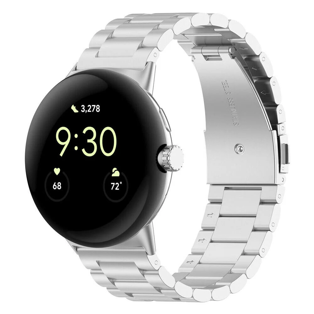 Strap-it Google Pixel Watch 3 - 45mm stalen band (zilver)