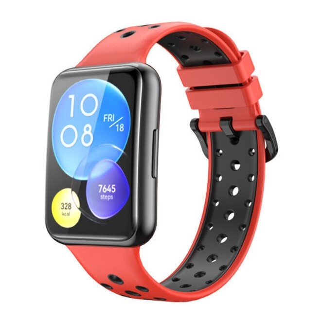 Strap-it Huawei Watch Fit 2 sport bandje (rood/zwart)