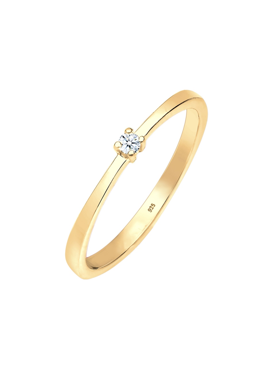 Elli DIAMONDS Dames Verlovingsring met Diamant (0,03 ct) in 925 Sterling Zilver Goud