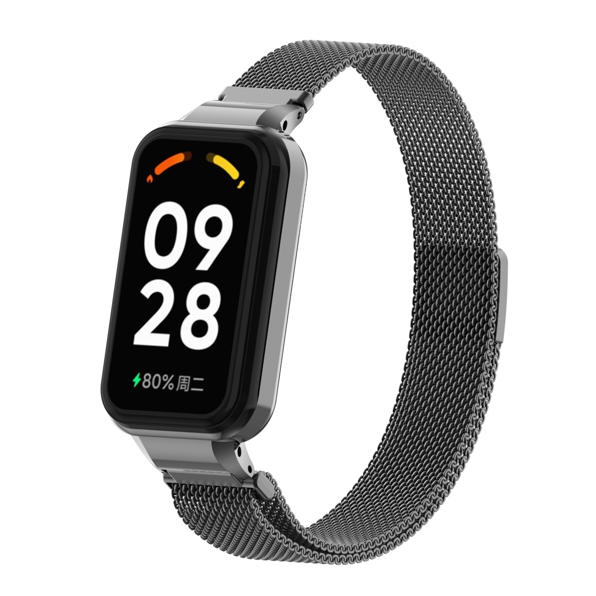 Strap-it Xiaomi Smart Band 8 Active Milanese band (zwart)