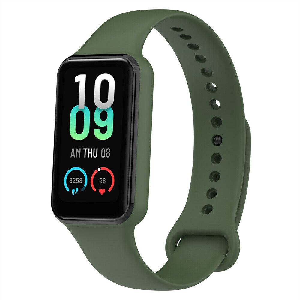 Strap-it Amazfit Band 7 siliconen bandje (legergroen)