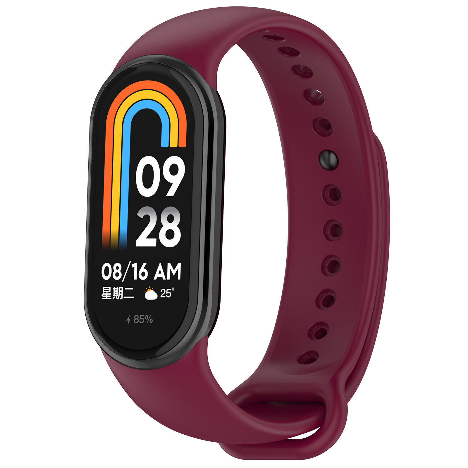 Strap-it Xiaomi Smart Band 8 siliconen bandje (wijnrood)