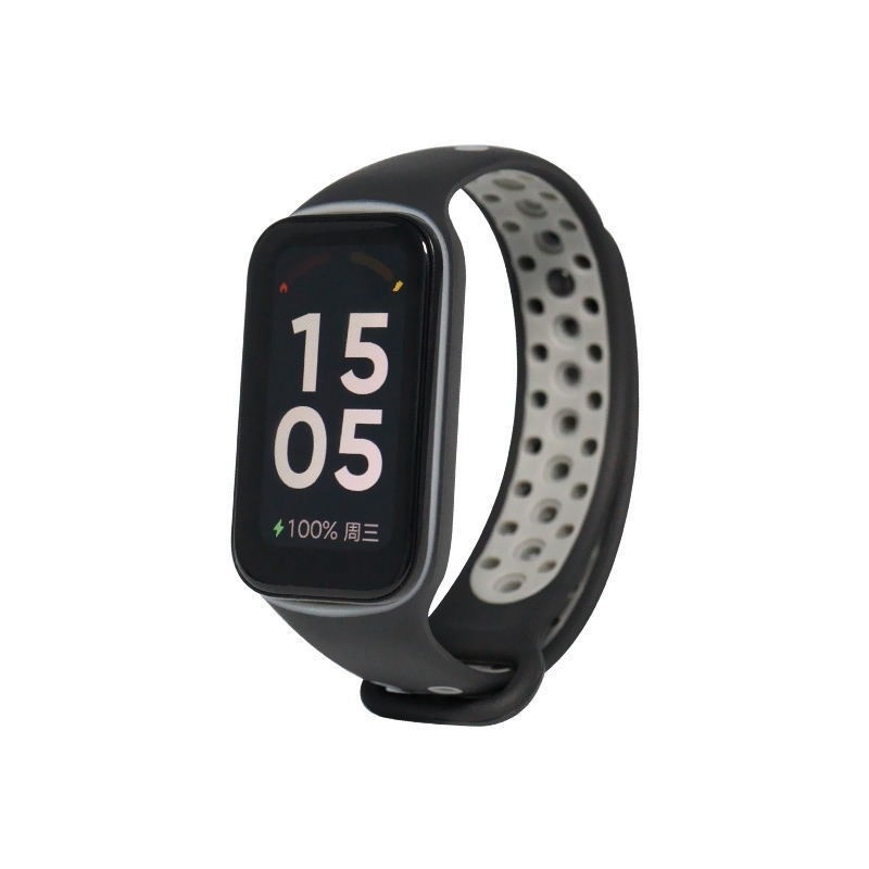 Strap-it Xiaomi Smart Band 8 Active sport bandje (zwart/grijs)