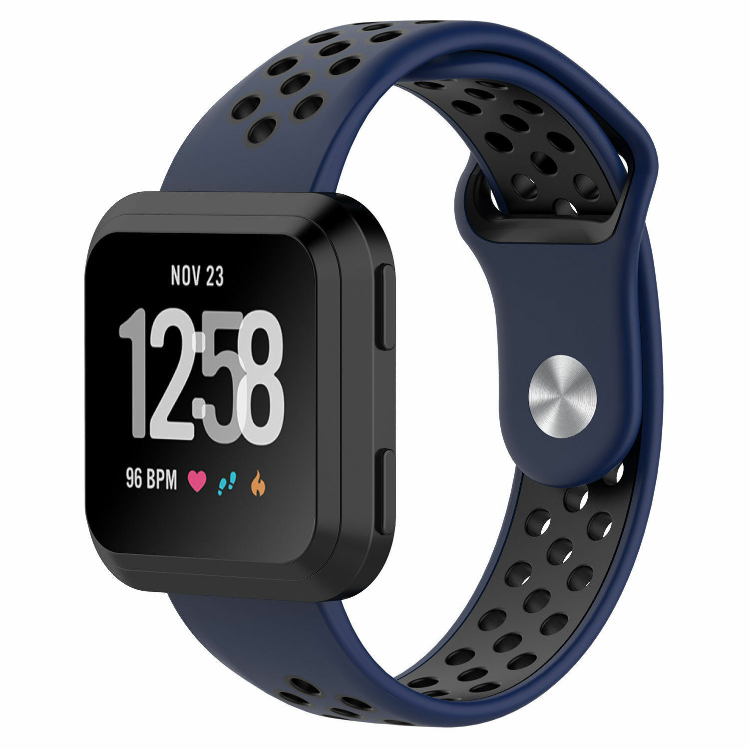 Strap-it Fitbit Versa 2 sport band (donkerblauw/zwart)