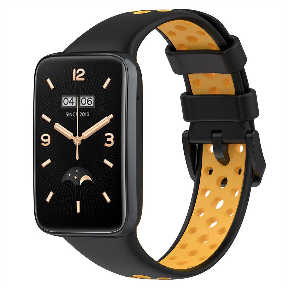 Strap-it Xiaomi Smart Band 7 Pro sport bandje (zwart/geel)