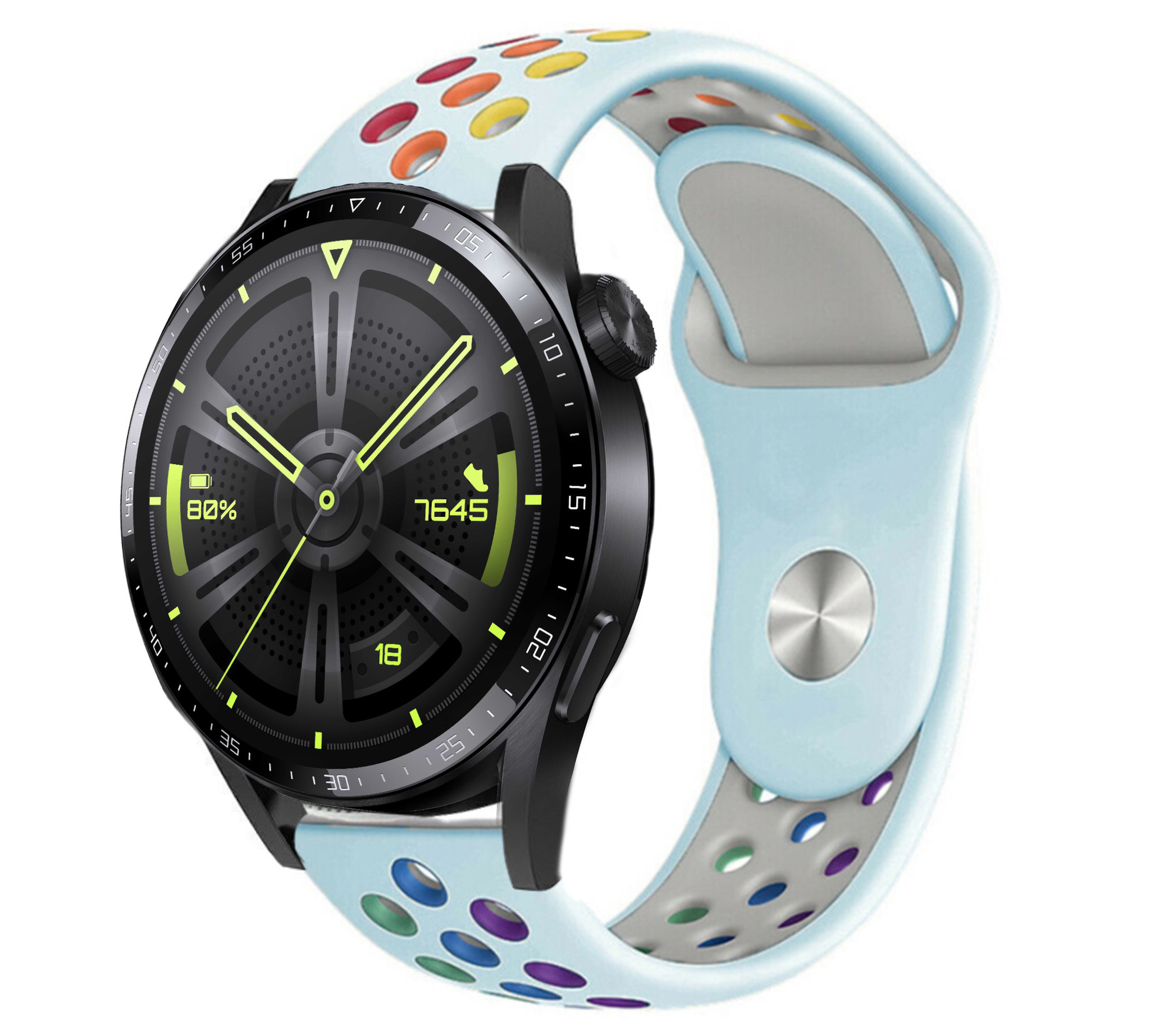 Strap-it Huawei Watch GT 3 46mm sport band (lichtblauw kleurrijk)