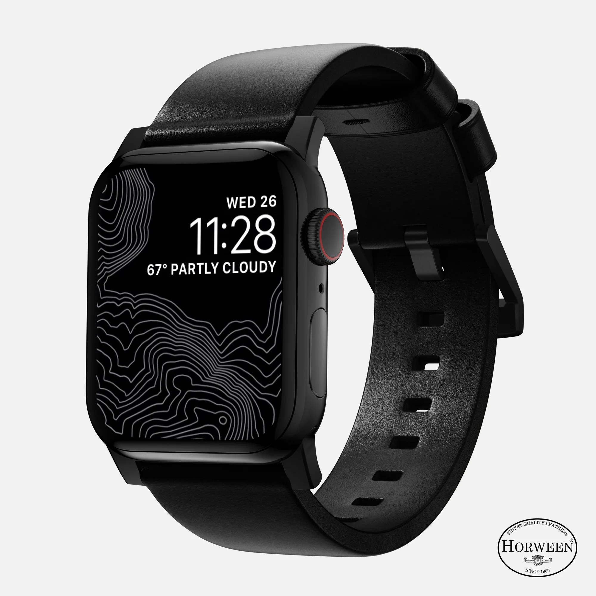 Nomad Apple Watch leren bandje - Modern Zwart/Zwart