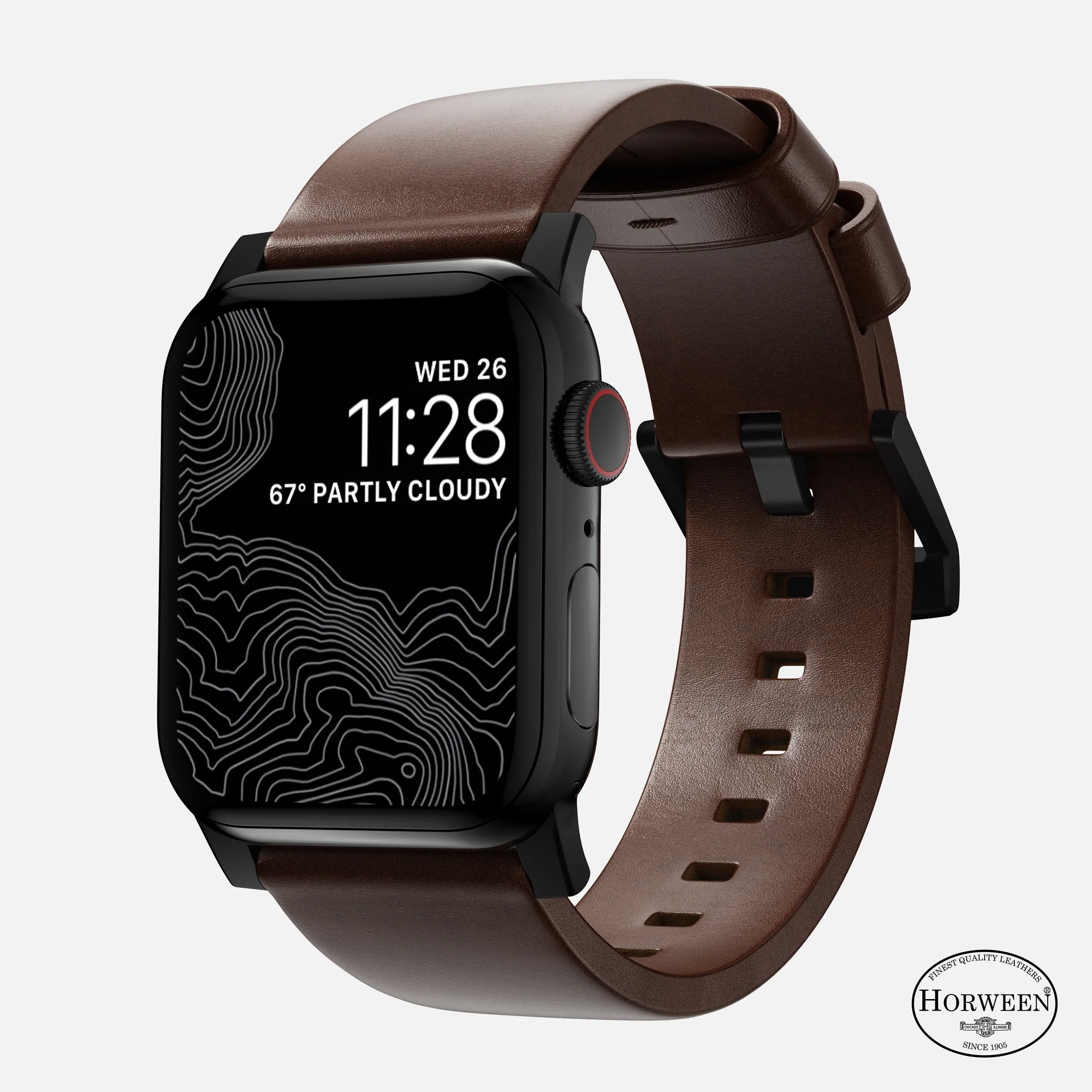 Nomad Apple Watch leren bandje - Modern Bruin/Zwart