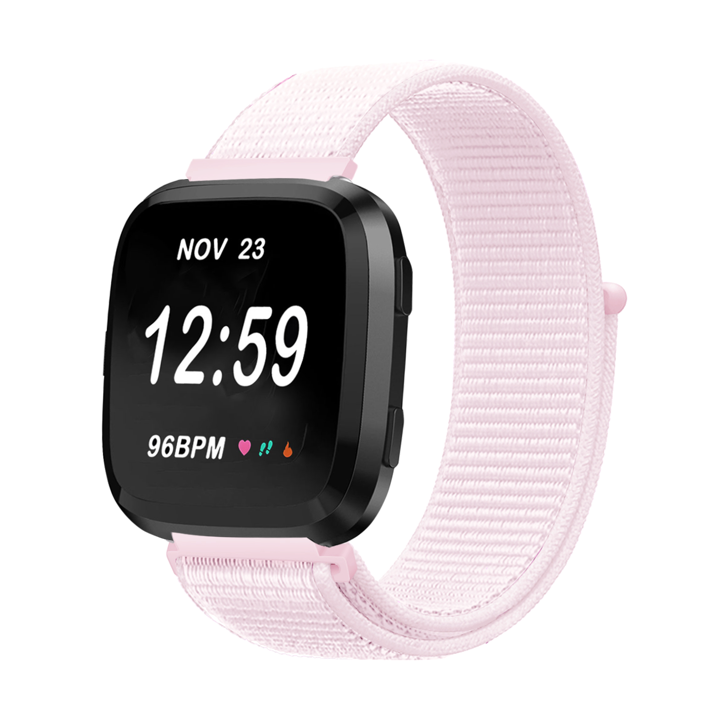 Strap-it Fitbit Versa 2 nylon bandje (lichtroze)