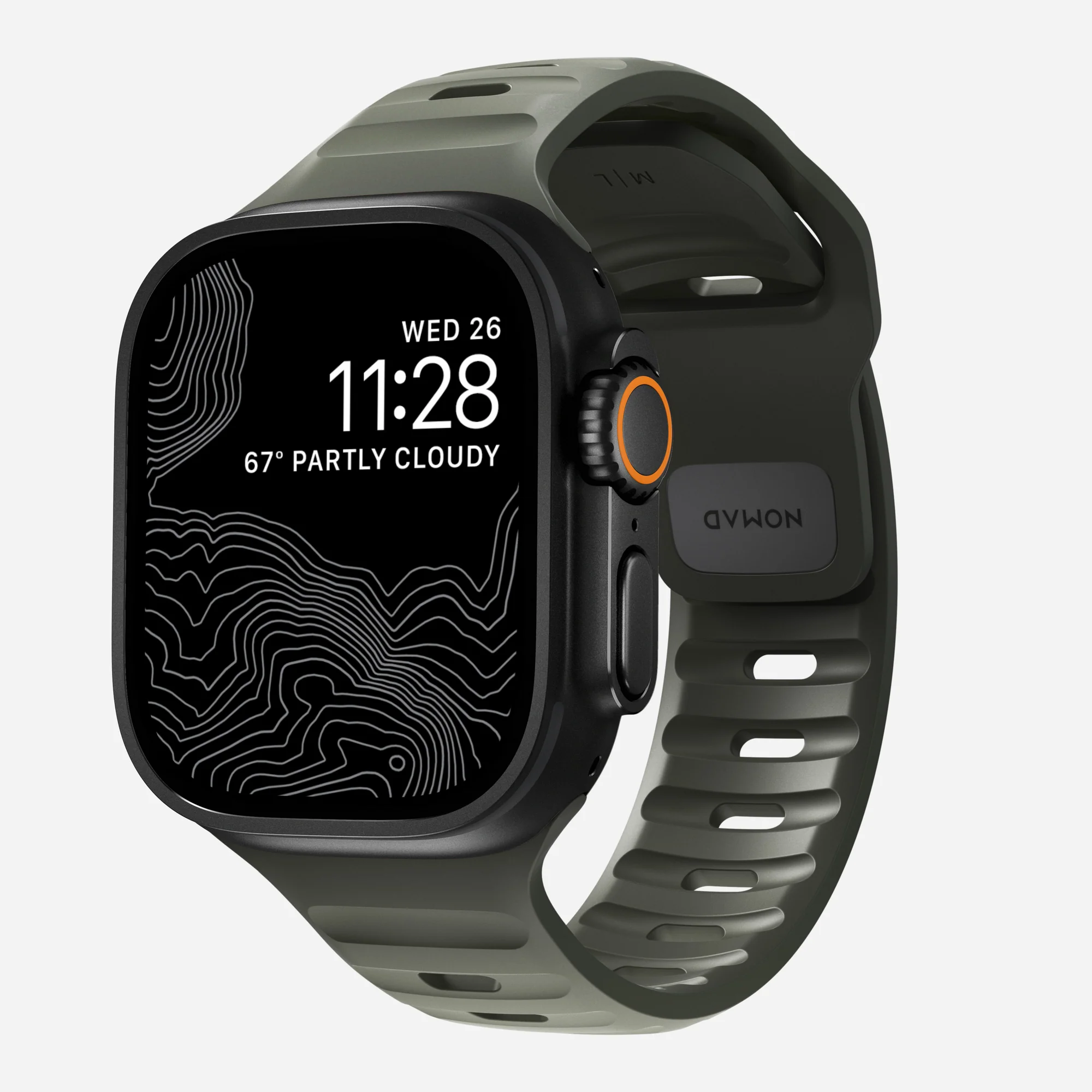 Nomad Apple Watch siliconen bandje - Sport (Ash Green)