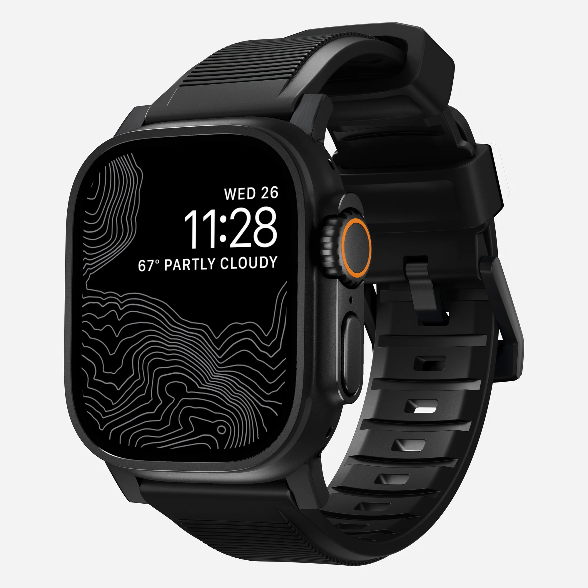 Nomad Apple Watch siliconen bandje - Rugged Zwart / Zwart