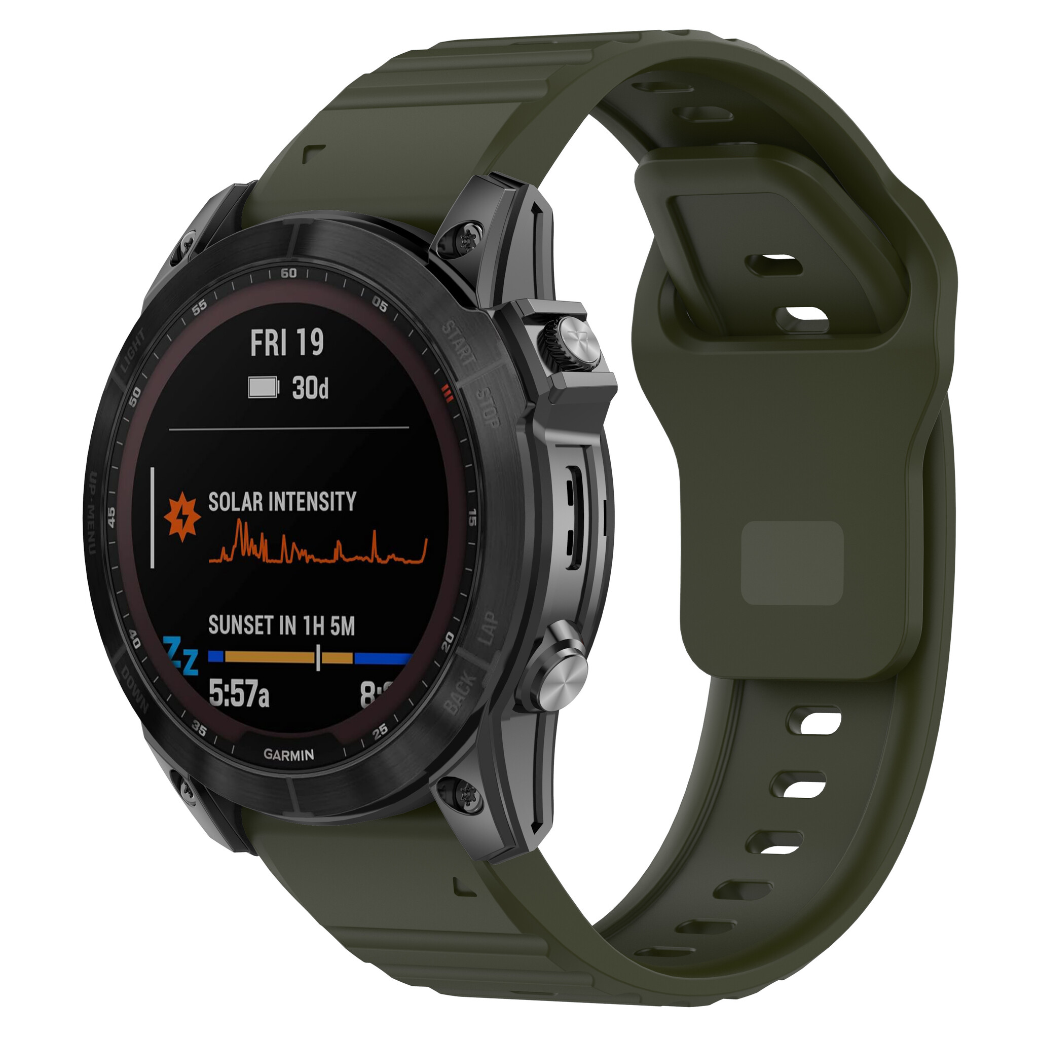 Strap-it Garmin Fenix 5 / 6 outdoor siliconen band (legergroen)