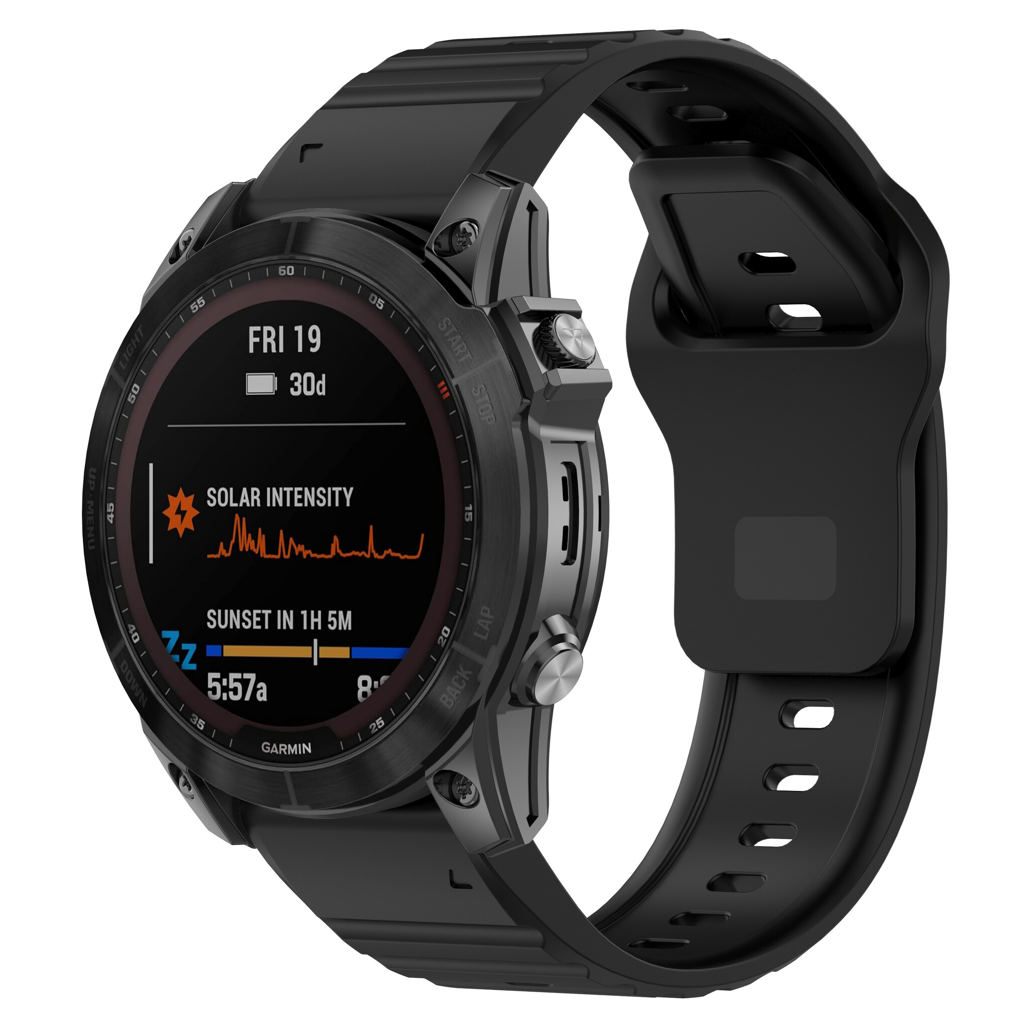 Strap-it Garmin Fenix 5 / 6 outdoor siliconen band (zwart)