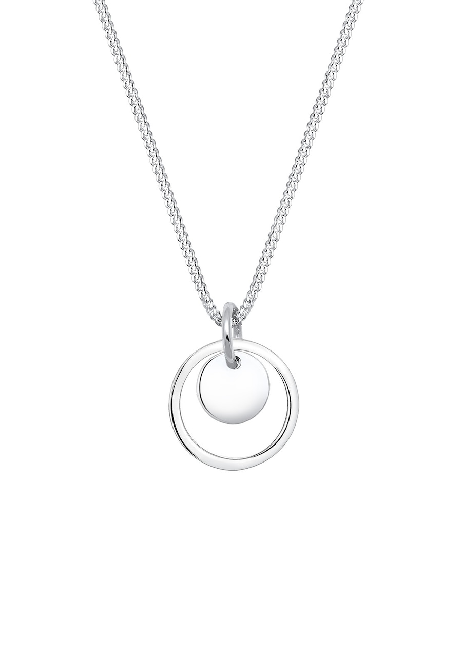 Elli Dames Circle Plaatje Hanger Geo Look in 925 Sterling Zilver Zilver