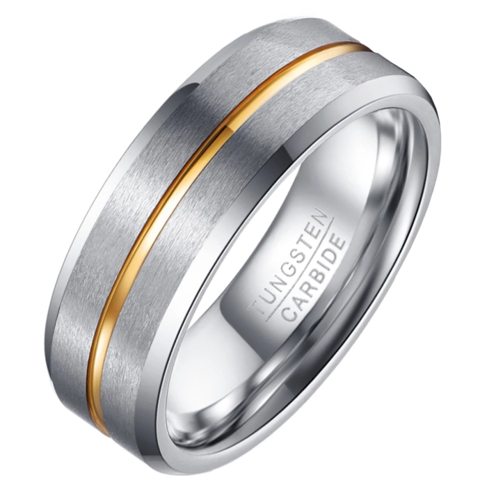 Mendes Heren ring Wolfraam Zilver Goud 8mm-19mm