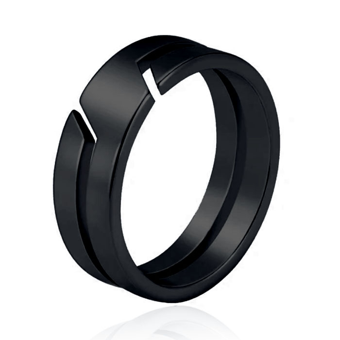 LGT JWLS Exclusieve  Zwarte RVS Ring voor Heren - Moderne Stijl-17mm