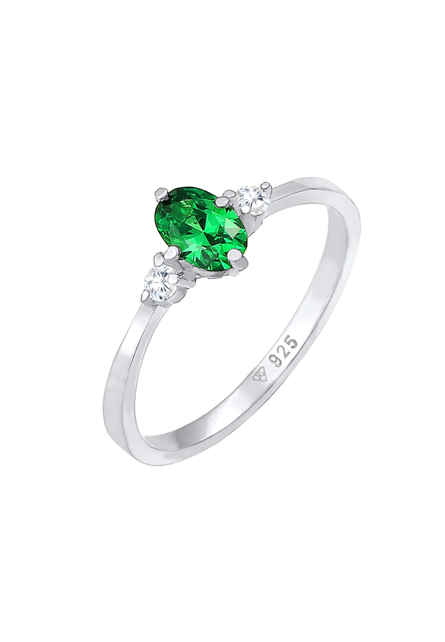 Elli Dames Band Elegant met Zirkonia Kristallen Groen in 925 Sterling Zilver Zilver