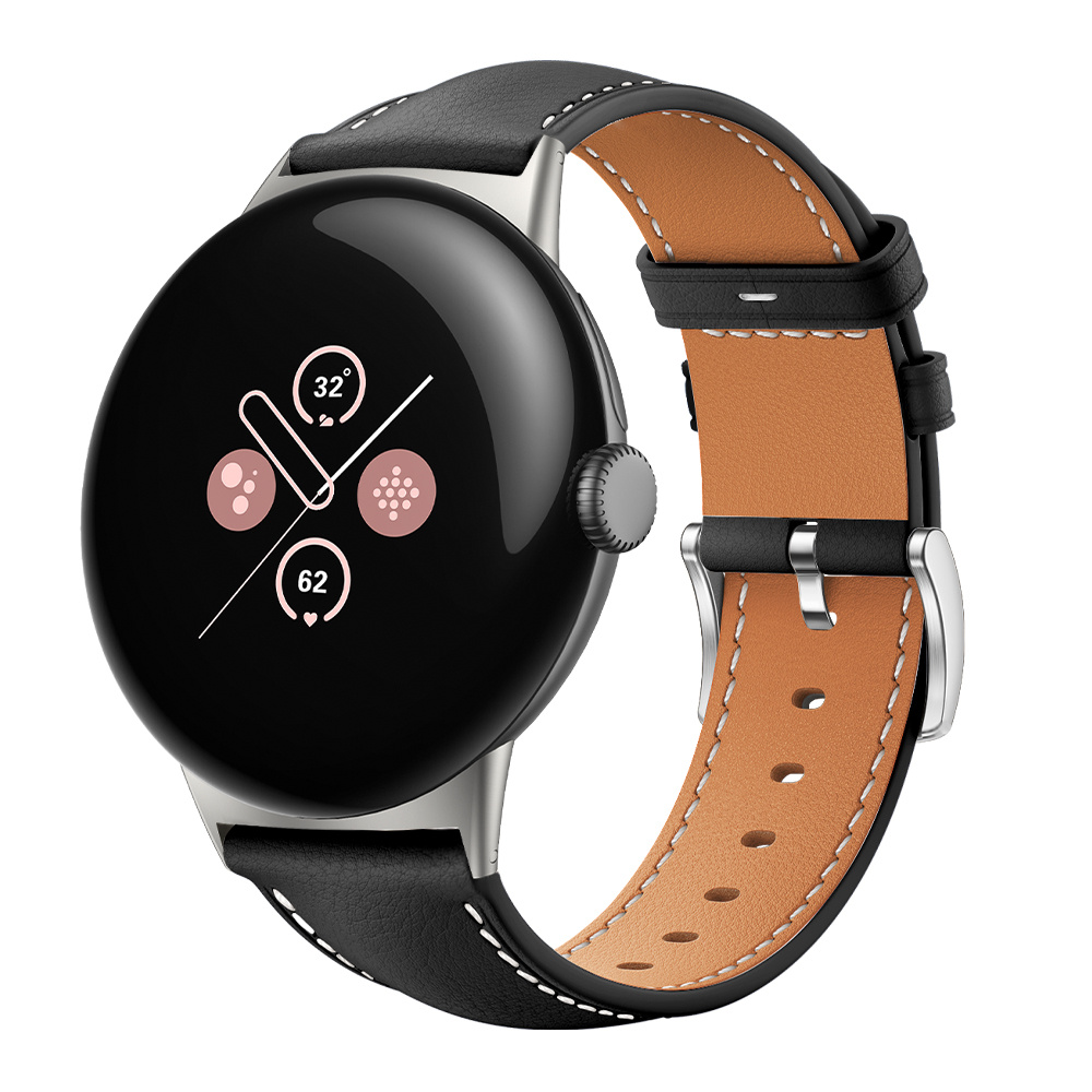 Strap-it Google Pixel Watch 3 - 45mm leren bandje (zwart)