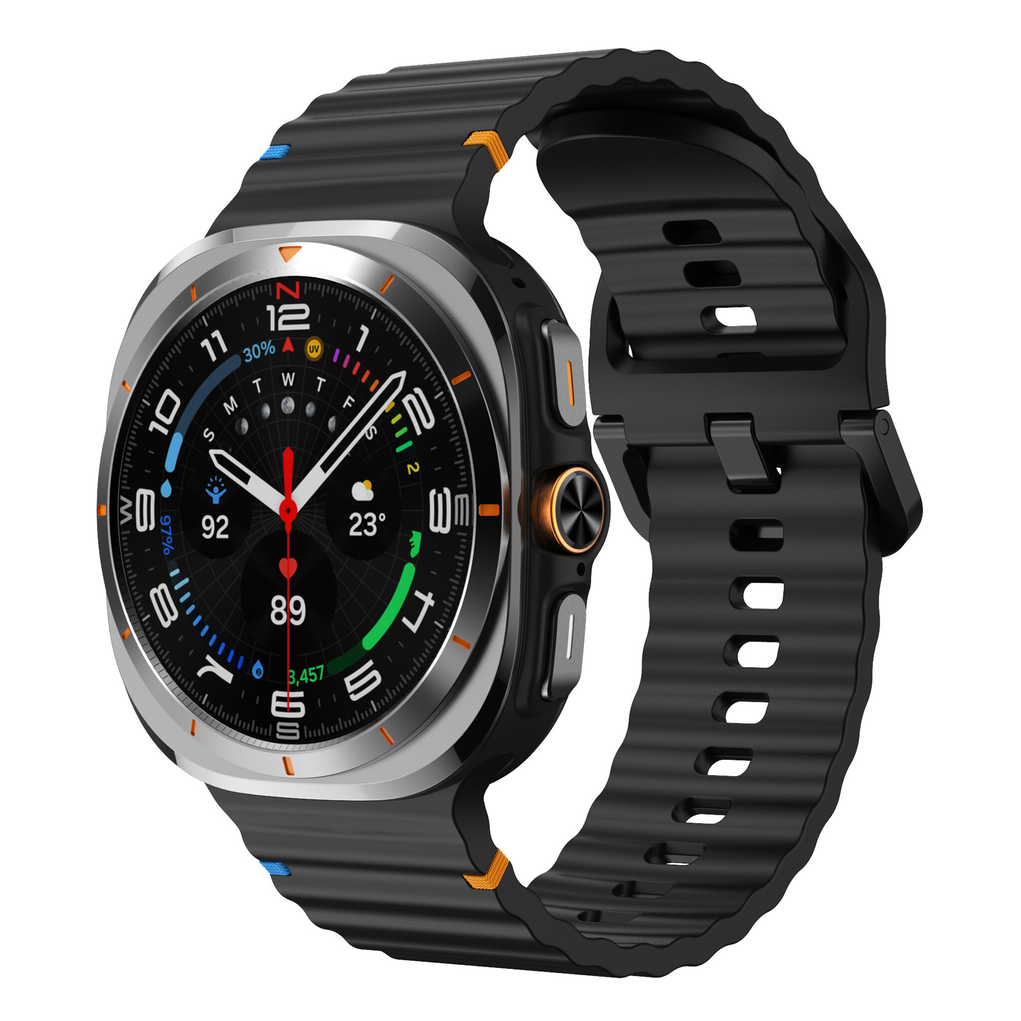 Strap-it Samsung Galaxy Watch Ultra wave siliconen bandje (zwart)