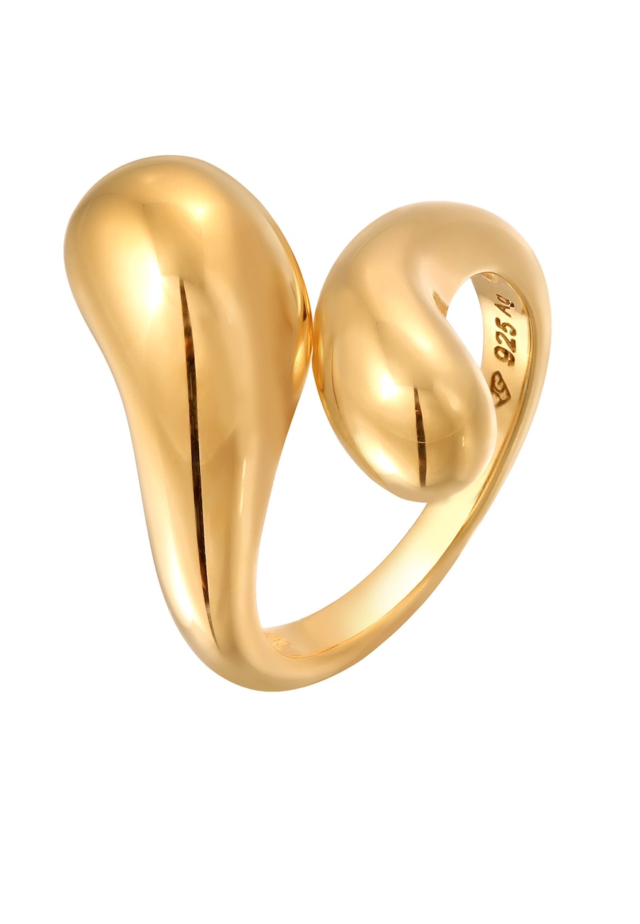 Elli PREMIUM Ring Dames Drop 925 Sterling Zilver Feest / Oud en Nieuw Verstelbaar Goud